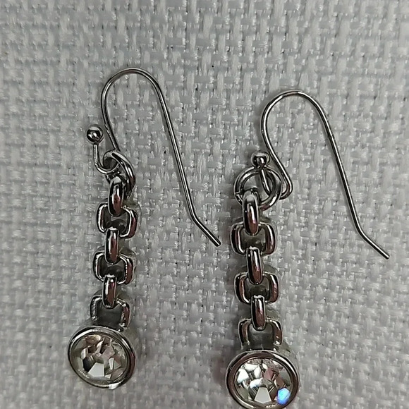 Lia Sophia Drop Sparkle Silver Chain Link Earrings - Picture 9 of 9